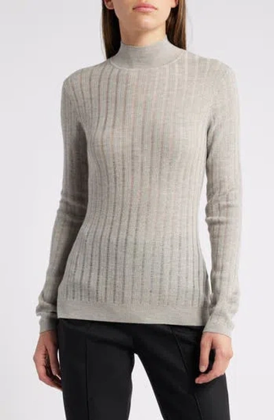 Hugo Boss Boss Fatirami Mock Neck Virgin Wool Sweater In Gray