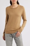 Hugo Boss Crew-neck Sweater In Responsibly Sourced Merino Wool In Iconic Camel