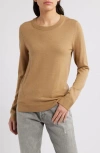 Hugo Boss Crew-neck Sweater In Responsibly Sourced Merino Wool In Iconic Camel