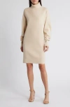 Hugo Boss Rollneck Sweater Dress In Wool And Cashmere In Bisque