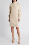 Hugo Boss Rollneck Sweater Dress In Wool And Cashmere In Bisque
