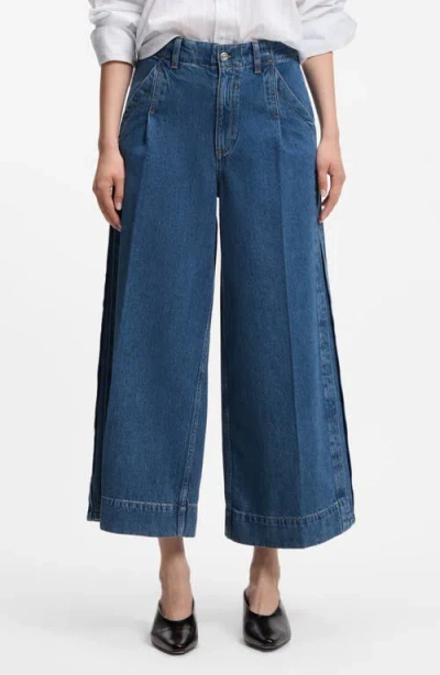 Hugo Boss Boss Ferange Culotte Denim Pants In Blue