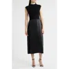 Hugo Boss Boss Ferdolini Mixed Media Midi Dress In Black