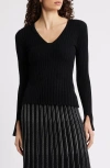 Hugo Boss Boss Ferunia Rib Knit Top In Black