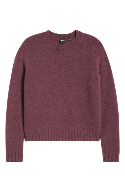 Hugo Boss Boss Fesbian Crewneck Sweater In Burgundy