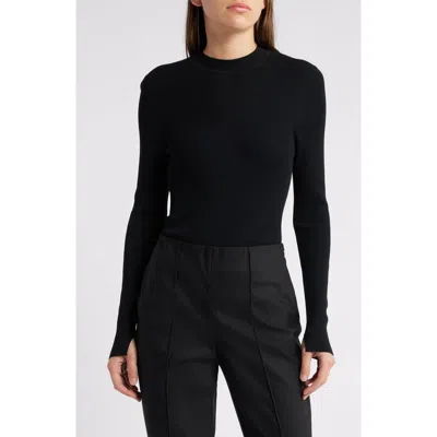Hugo Boss Boss Feskiera Rib Knit Crewneck Top In Black