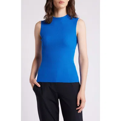 Hugo Boss Boss Feskies Crewneck Sleeveless Rib Sweater In Sonic Blue