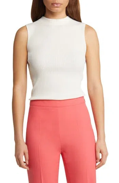 Hugo Boss Boss Feskies Funnel Neck Sleeveless Rib Sweater In Open Wht