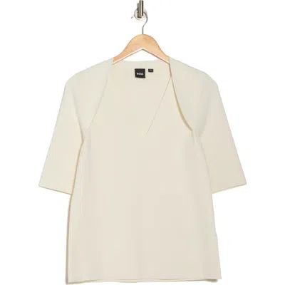Hugo Boss Boss Fezania Lap Shoulder Knit Top In White