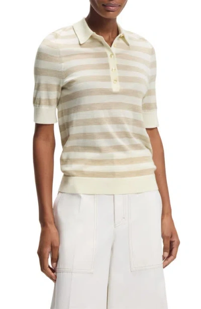 Hugo Boss Boss Fidenka Stripe Merino Wool Polo In Neutral