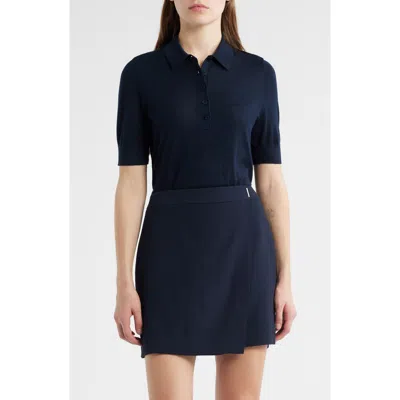 Hugo Boss Boss Fidenka Virgin Wool Polo Sweater In Blue