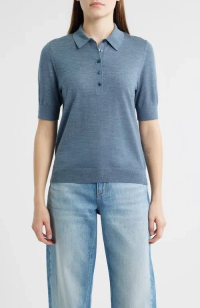Hugo Boss Boss Fidenka Virgin Wool Polo Sweater In Blue