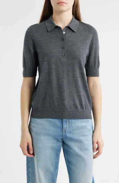 Hugo Boss Boss Fidenka Virgin Wool Polo Sweater In Gray