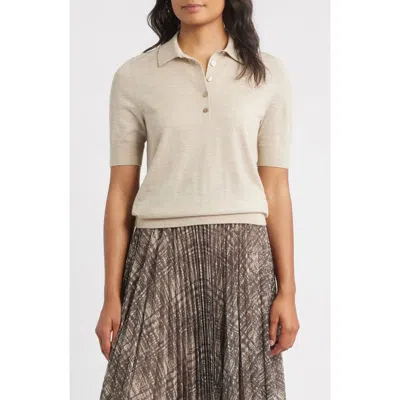 Hugo Boss Boss Fidenka Virgin Wool Polo Sweater In Lt Bge