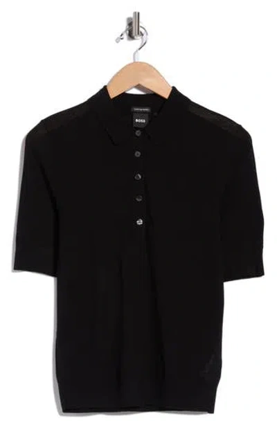 Hugo Boss Boss Fidenka Wool Polo In Black