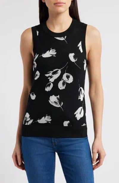 HUGO BOSS BOSS FINFIE FLORAL WOOL BLEND SLEEVELESS SWEATER