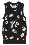 Hugo Boss Merino Wool Knitted Top With Tulip Jacquard In Monochrome Tulip Floral