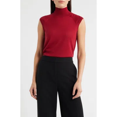 Hugo Boss Boss Fipini Virgin Wool Turtleneck Tank In Dk Rd