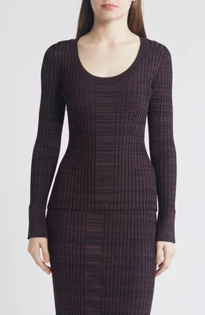 Hugo Boss Boss Firama Scoop Neck Rib Sweater In Burgundy