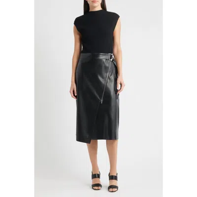 Hugo Boss Boss Flederi Mixed Media Midi Dress In Black
