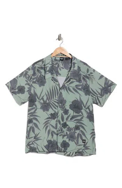 Hugo Boss Boss Floral Cotton Camp Shirt In Gray