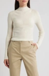 Hugo Boss Boss Foliora Virgin Wool Rib Funnel Neck Sweater In White