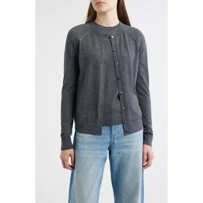Hugo Boss Boss Fonami Virgin Wool Cardigan In Gray