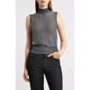 Hugo Boss Boss Fonari Open Stitch Sleeveless Mock Neck Sweater In Gray