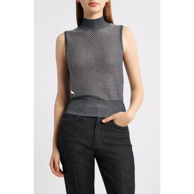 Hugo Boss Boss Fonari Open Stitch Sleeveless Mock Neck Sweater In Gray