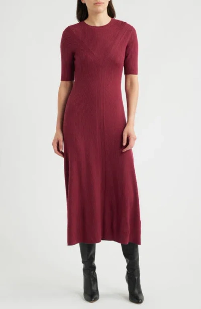 Hugo Boss Boss Forbina Sweater Dress In Burgundy