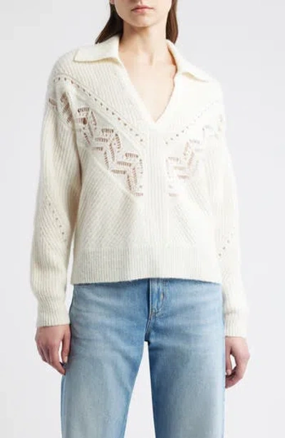 Hugo Boss Boss Fortelli Pointelle Collar Sweater In White