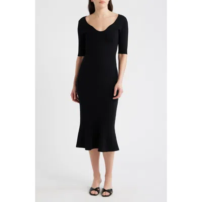 Hugo Boss Boss Fosa Tulip Hem Midi Dress In Black