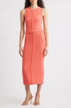 Hugo Boss Boss Fovina Fringe Trim Textured Midi Sheath Dress In Calypso