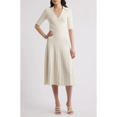Hugo Boss Boss Fracie Rib Midi Dress In Open Wht