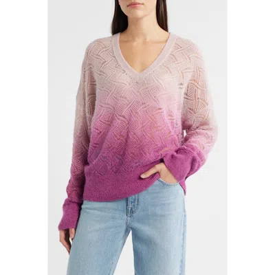 Hugo Boss Boss Frigioni Dip Dye Open Knit Sweater In Pink
