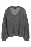 Hugo Boss Boss Fucinta V-neck Sweater In Gray