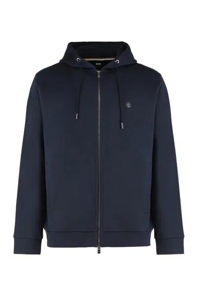 Hugo Boss Boss Full Zip Hoodie In Blue