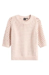 Hugo Boss Boss Funima Cotton Blend Crochet Sweater In Crystal