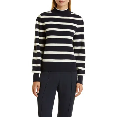 Hugo Boss Boss Fusila Stripe Mock Neck Wool Sweater In Black
