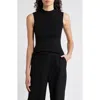 Hugo Boss Boss Fusoni Metallic Mock Neck Sleeveless Rib Sweater In Court Green Lurex