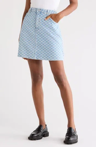 Hugo Boss Boss Gami Check Denim Skirt In Blue
