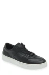 Hugo Boss Double-monogram Trainers In Suede And Leather In Black