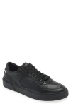 Hugo Boss Debossed-logo Leather Sneakers In Black