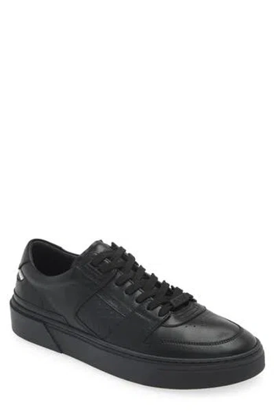 Hugo Boss Debossed-logo Leather Sneakers In Black
