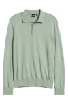 Hugo Boss Boss Gemello Cotton Polo Sweater In Light Green