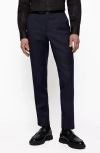 Hugo Boss Boss Genius Pleated Wool Tuxedo Pants In Dark Blue