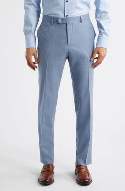 Hugo Boss Boss Genius Slim Fit Flat Front Stretch Dress Pants In Blue