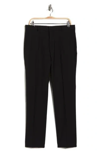 Hugo Boss Boss Genius Virgin Wool Blend Flat Front Dress Pants In Black