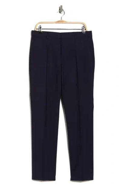 Hugo Boss Boss Genius Virgin Wool Blend Flat Front Dress Pants In Blue
