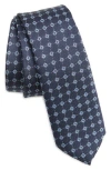 Hugo Boss Boss Geo Jacquard Silk Blend Tie In Dark Blue